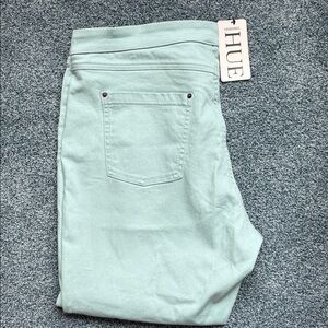 HUE Leggings Side Vent Denim Midrise in Teal ‘Aquifer’